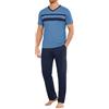 Marvmys Pigiami Uomo Cotone Due Pezzi Scollo a V Maniche Corte e Pantaloni Pigiama Lunghi Colori Contrastanti Completino per Casa Leggero Morbido