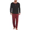 Ekouaer Pigiama da Uomo Invernale Pigiama a Maniche Lunghe in Cotone Semplice ed Elegante Pigiama Morbido Loungewear