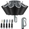 Vicloon Ombrello Pieghevole Antivento da Pioggia, 106 cm Ombrello Inverso Automatico, 10 Stecche Rinforzate, Manico con Fibbia da Alpinismo, Protetto Dagli UV, Perfetto per Uomo Donna (Grigio)