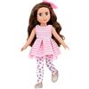 Glitter Girls - Campanula - Bambola di moda posabile da 36 cm - Lussuosi capelli castani e occhi azzurri - Abito rosa a balze - Fiocco per capelli, leggings e scarpe glitterate - 3 anni +