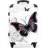 NoBoringSuitcases.com valigia grande 20-23 kg, media, trolley medio, rigida, rigido, da stiva, valigie grandi, bagaglio, leggera, medie rigide, con 4 ruote girevoli 67 cm - 72 L Farfalla Sfondo bianco