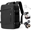 SEAFEW Zaino Sottovuoto da Viaggio con Pompa Borsa da Cabina per Ryanair 40x30x20 Aereo Bagaglio a Mano per Easyjet Impermeabile Lavoro e Scuola Trekking Casual Daypack per 14" laptop,J01-Nero