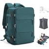 SEAFEW Zaino Sottovuoto da Viaggio con Pompa Borsa da Cabina per Ryanair 40x30x20 Aereo Bagaglio a Mano per Easyjet Impermeabile Lavoro e Scuola Trekking Casual Daypack per 14" laptop,H04-Pfauenblau