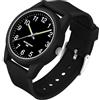 findtime Orologio analogico da uomo, impermeabile, con numeri grandi, facile da leggere, al quarzo, luminoso, casual, cinturino in silicone, semplice, unisex, per adulti