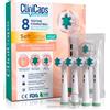 CliniCaps 8 Testine Morbide Spazzolino Elettrico Ricambio Compatibile con Oral-B per Gengive Sensibili CliniCaps SoftSense Vital Colore Bianco Doppia Protezione Bustina Asettica e Cappuccio Protettivo