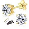 Morfetto Orecchini a perno Morfetto con moissanite - Orecchini in argento sterling 925 per uomo e donna - 2 mm placcati oro 14 carati