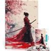 LKSDCBOT Puzzle da 1000 pezzi per adulti Donna samurai in rosso per il giocattolo di sfida del gioco educativo Decorazioni e regali unici per la casa 75x50cm