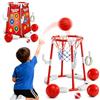 Pardofelis Canestro da basket 3 in 1 per esterni, con 4 palline da basket, 12 palline da lancio, 12 anelli, giocattolo da piscina, per feste hawaiane, piscina, spiaggia, bambini e adulti