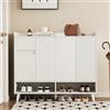 Easexcy Moderna credenza cassettiera con ampio spazio di archiviazione, 4 ante e 1 cassetto con ripiano regolabile per sala da pranzo, soggiorno o cucina, dimensioni: 120 x 99 x 35 cm (bianco, larghezza 120 x