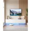 Amveya Parete Attrezzata Soggiorno, Mobile TV Bianco Sospeso Moderno, Mobile Soggiorno Moderno, Mobiletto Porta TV Salotto con effetto luminoso multicolore variabile