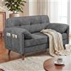 YOUDENOVA Divano 2 Posti, Piccolo Divano con Braccioli Morbidi e Tasca Laterale, Mini Divano per Soggiorno, Appartamento, Ufficio, Montaggio Facile, 145×75×85 cm, Chenille Grigio
