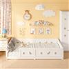 ZSSWSS Letto Montessori Bambini 90x200 in Legno Massello, Letto a Terra con Sponde di Sicurezza, Letto Singolo per Cameretta Bambini con Rete a Doghe, Letto Bambini per Bambine e Bambini, Bianco