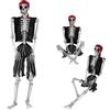 AOFOX Scheletro a grandezza Naturale per Halloween, 165 cm, Ossa umane con articolazioni mobili, per Feste, cimitero, casa Fantasma, Prato, Decorazione da Giardino (Pirata)