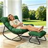 BQSWYD Sedia a Dondolo Esterno con Pouf, Poltrona Salotto Sedia a Dondolo Imbottita, Poltrona Relax Ergonomica, Poltrona a Dondolo per Salotto Terrazza Balcone Camera,Portata 150 kg (verde)