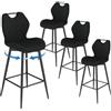 WAFTING Set 4 Sgabelli da Bar Girevoli 360° Altezza 75 cm con Maniglia, in Tessuto Traspirante, Sgabelli Cucina Moderni con Schienale e Poggiapiedi, per Bancone e Sala da Pranzo, Nero