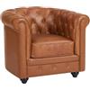 Vente-unique - Poltrona in Pelle di Vacchetta Cammello - CHESTERFIELD