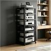 Generic Mensola AV HiFi regolabile a 7 livelli, supporto multimediale video con ruote universali, rack audio mobile for soggiorno, camera da letto, studio(Nero)