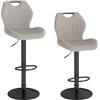 WAFTING Set 2 Sgabelli da Bar Moderni, Sgabelli Cucina Alti Regolabili in Altezza e Girevoli 360°, Sedie con Schienale e Poggiapiedi, per Isola, Bancone e Sala da Pranzo, Grigio moka