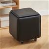 WIGSELBL Sgabello cubi 5 in 1 seduta cubo con ruote girevoli, sgabelli impilabili per divano, sedia, sgabello ottomano, poggiapiedi mobile, sedia girevole per soggiorno (colore: nero)