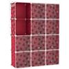 C&AHOME Organizzatore di contenitori a cubo con ante, ripiani a 12 cubi, armadio, libreria modulare in plastica fai-da-te ideale per camera da letto, soggiorno, rosso