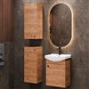 Planetmöbel Set di mobili da bagno lavabo con mobiletto 45 x 60 x 33 cm, specchio con illuminazione 50 x 90 cm, 2X armadi midi per WC ospiti, rovere oro