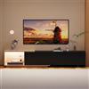 BestAlice Mobile TV, allungabile, basso, 240 cm, con LED, per TV fino a 65 pollici, con 3 cassetti e scaffali aperti, cassettiera per soggiorno, camera da letto, rovere e nero
