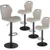 WAFTING Set 4 Sgabelli da Bar Moderni, Sgabelli Cucina Alti Regolabili in Altezza e Girevoli 360°, Sedie con Schienale e Poggiapiedi, per Isola, Bancone e Sala da Pranzo, Grigio moka