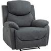 HOMCOM Poltrona Relax Manuale Ergonomica in Tessuto, Poltrona Reclinabile a 150° e Poggiapiedi per Casa e Ufficio, 93x88x102cm, Grigio Scuro