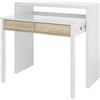 Bricozone Scrivania Estensibile Salvaspazio Con 2 Cassetti Consolle Allungabile Per Ufficio Casa Cameretta Design Moderno In Laminato Resistente Con Guide Metalliche E Ruote Bianco E Rovere Chiaro