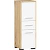 AKORD | Mobile da Bagno FIN 85 | 30x85x30 cm, peso 25 kg | 2 Ante e 1 Cassetto | Armadio a muro | Armadietto chiuso in piedi | Adatto Anche come Pensile | Quercia Artisan & Bianco Frontale