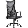 Klihome Sedia Ufficio Ergonomica, Sedia da Scrivania Girevoli a 360° e Regolabile in Altezza, Funzione Dondolo, Rivestimento in Rete Traspirante, con Rotelle Silenziose, Grigio