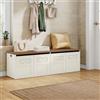 Hzuaneri 150 cm Cassapanca con Vano Portaoggetti, Bianco Marrone | Mobile Seduta con Cerniere di Sicurezza, Contenitore, Stile Country, per Corridoio, Camera da Letto, Soggiorno, SB51514X