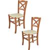 t m c s Tommychairs - Set 2 sedie modello Cross per cucina bar e sala da pranzo, robusta struttura in legno di faggio color ciliegio e seduta rivestita in pelle artificiale color avorio