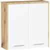 AKORD | Armadietto Bagno da Parete FIN W60 | 2 Ripiani e 2 Ante | 60 x 60 x 22,5 cm | Peso 18 kg | Mobiletto Sospeso | Pensile Mobile | Salvaspazio | Quercia Artisan & Bianco Frontale