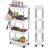 Wopeite Carrello Portaoggetti a 4 Livelli, Carrellino Cucina Salvaspazio a 4 Ruote, Scaffale alto e Stretto per Cucina Bagno Ufficio Biblioteca Salone, 40 x 22 x 86 cm