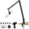 Focenat Supporto per Microfono Regolabile, Braccio per Microfono, Braccio del Microfono con Mic Clip, Adattatore da 3/8 5/8, per Streaming, Podcast, Giochi, Compatibile con Blue Yeti