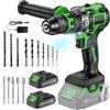 Ginour Avvitatore a Batteria 21V, 90Nm Brushless Trapano a Percussione, 2x2.0Ah 10C Li compatibile con Makita 18V, 22 Accessori, 20+3 Coppie, 2 Velocità, Trapani Avvitatori 13mm metallo Mandrino