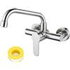 Halorin Rubinetto da cucina a parete, rubinetto da cucina, rubinetto da parete girevole a 360°, in acciaio inox, per lavello, bagno