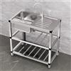 HPIRFYE Lavello Cucina Indipendente in Acciaio Inox con Rubinetto, Lavandino Professionale Autoportante per Ristorante, Garage, Lavanderia, Giardino e Campeggio, Facile da Installare e Pulire