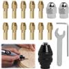 Greacesrio 16 Pezzi Mandrino Compatibile con Dremel, Ottone Mandrino, Cambio Rapido da 0,8 mm a 3,2 mm Set di Mandrino Autoserrante, Mandrino Trapano Adatto a Frese e Trapani Elettrici
