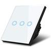 Maclean Energy Interruttore touch Adattatore LED Elegante e Moderno (Bianco, Triplo Rotondo)