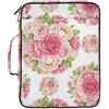 Generic Cartella portadocumenti espandibile, con 7 tasche e organizer per anelli rimovibile, con rose rosa cipria e fiori bianchi