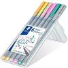 STAEDTLER penne colorate Triplus fineliner, tinte pastello, punta fine rinforzata in metallo 0.3 mm, 6 fineliner, ideali per bambini, 334 SB6CS1, 6 Pezzi