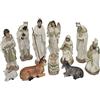 Generico Set Natività 11 Soggetti in Ceramica BIANCA Colori Chiari ORO PLATINO da h. 10 cm Idea Regalo Personaggi Presepe Statuine Sacra Famiglia