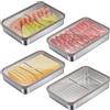 MICHIHOMIE 4pz Contenitori Acciaio Inox per Alimenti, Contenitori Freezer | Set Salvafreschezza Coperchio Trasparente, Ermetici, Impilabili, Freezer, Frigo, Lavastov. Conserva Wurst, Formaggio, Carne.