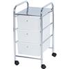 Wenko 16611100 Carrello per il Bagno e la Casa Messina con Rotelle, 3 Cassetti, Acciaio, Materiale Plastico, 39 x 65,5 x 33 cm, Cromo/Bianco