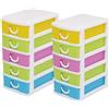 VIRSUS 2 Cassettiere a Torre con cassetti COLORATI, misura 16x22x25cm, set 5 cassetti con maniglia, organizer salvaspazio per piccoli oggetti, ufficio, camera da letto, scrivania, bambini -7141C