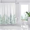 M&W DAS DESIGN Tenda da doccia con piante verdi, per bagno, foglie, in tessuto con effetto antimuffa, lavabile, con 12 anelli a C con peso inferiore 200 x 220 cm (larghezza x altezza)