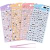 Rainway Set di 4 fogli di adesivi 3D Puffy Cute, mini adesivi Kawaii, adesivi con animali dei cartoni animati, adesivi decorativi, impermeabili, riutilizzabili, per scrapbooking, custodie per cellulari