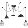 DC VOLTAGE Lampada a sospensione a forma di ragno fai da te a 5 bracci, plafoniere industriali vintage a 5 luci E27 paralumi in metallo cavo regolabile in altezza da 2m soggiorno, sala da pranzo (Stile 6)